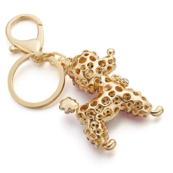 Rhinestone Poodle Puppy Bag Charm/Keychain - Picture 2 of 10